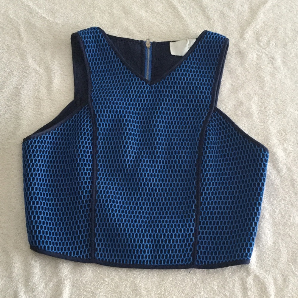 Blue Mesh Crop Top - Women's Sleeveless Tank